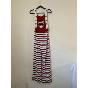 Eyeshadow Christmas Sweater Overalls Knit Red Green Women M Holiday Party Ugly